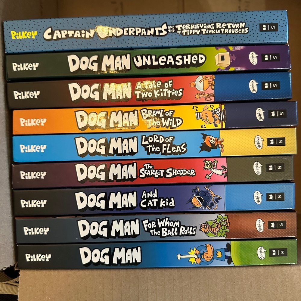 Lot of NINE Dog Man + Captain Underpants Hardcover Books / Graphic Novels